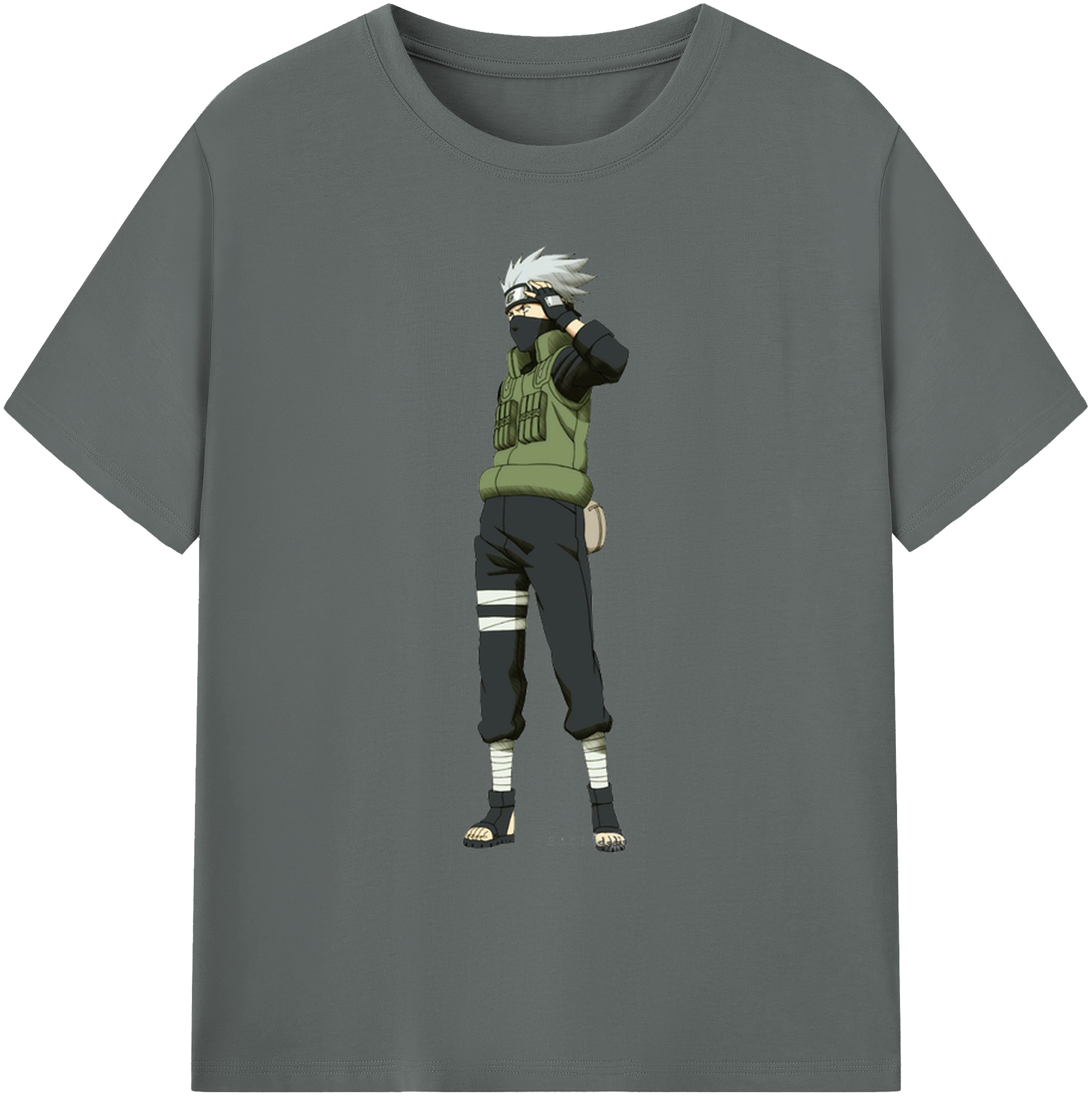 （画像用） NARUTO -ナルト- はたけ カカシ Hatake Kakashi 綿100％ メンズ半袖Tシャツ｜肌触りやわらか＆通気性